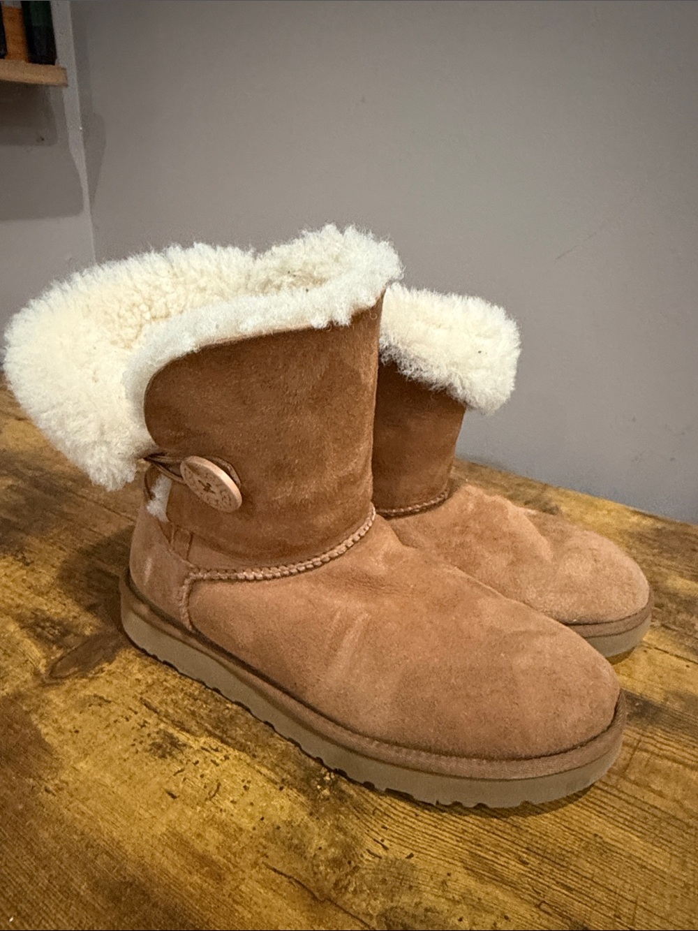 UGG Chestnut Suede Shearling Button Booties